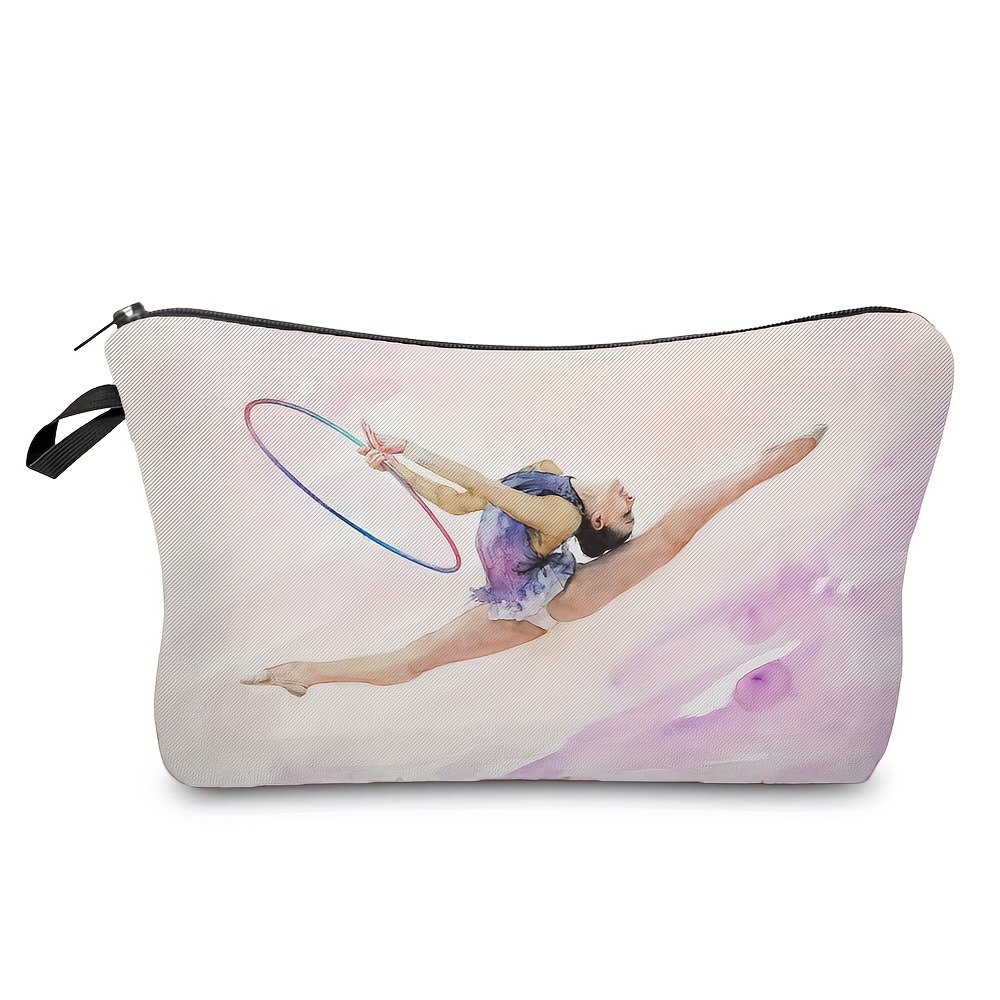 E-shop Cartoon Aquarell Gymnastik Bedruckte Make-up Tasche, Reise Tragbare Kulturtasche, Kosmetik Aufbewahrungsbeutel, Tägliche Gymnastik Clutch, Handy