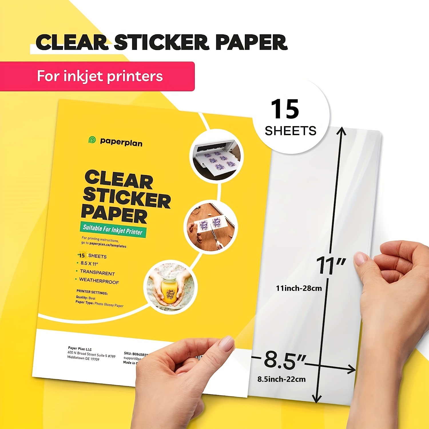 10 Sheets A4 Transparent Vinyl Sticker Paper Clear Glossy Inkjet Printable  Only