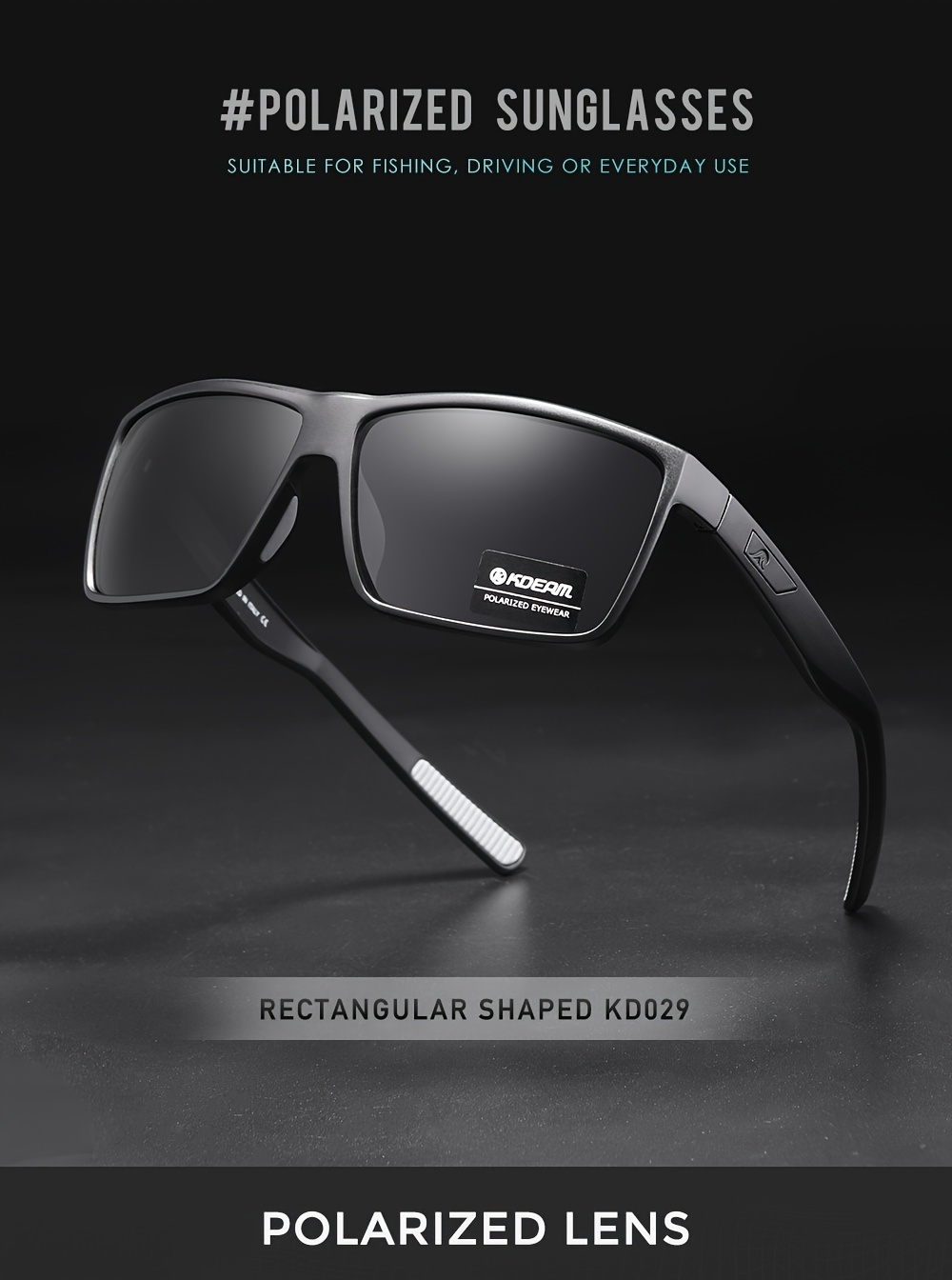 KDEAM Square Polarized Sunglasses Men's Women Sports Driving UV400 Shade  Glasses