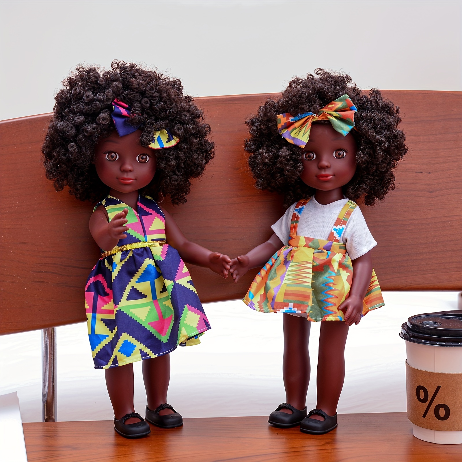 Poupée noire de 14 pouces poupée afro-américaine ensemble complet cheveux  bouclés poupée noire pour les filles meilleur cadeau pour les enfants filles
