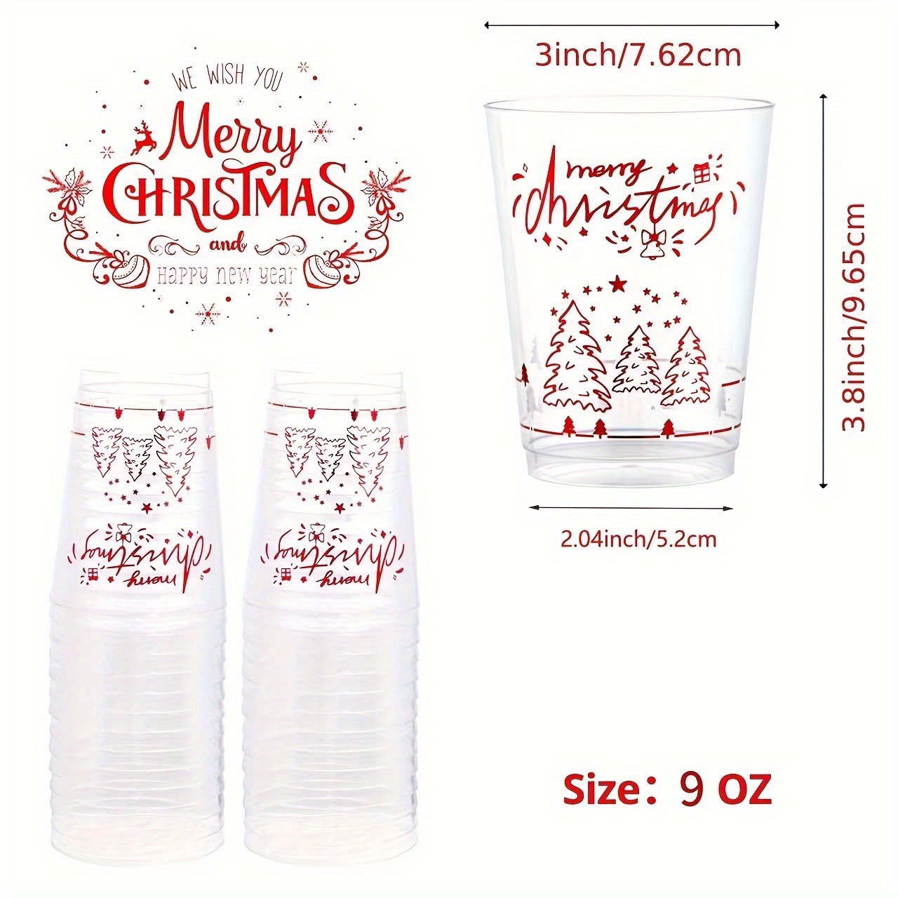 Christmas Tree Clear Plastic Cups