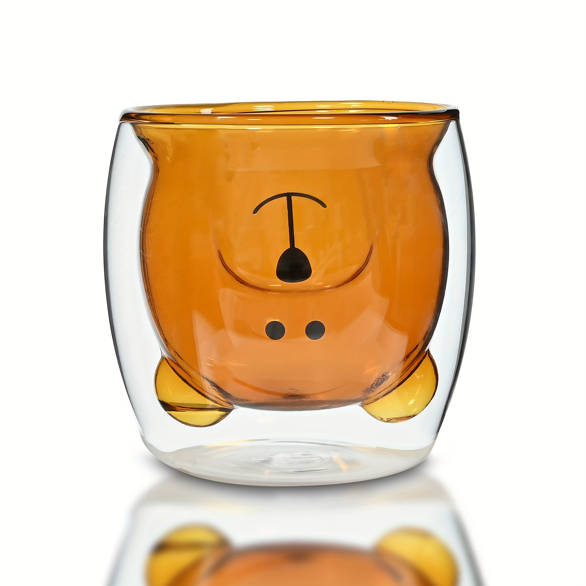 1pc Double-layer Heat Resistant Adorable Cartoon Bear Glass Cup