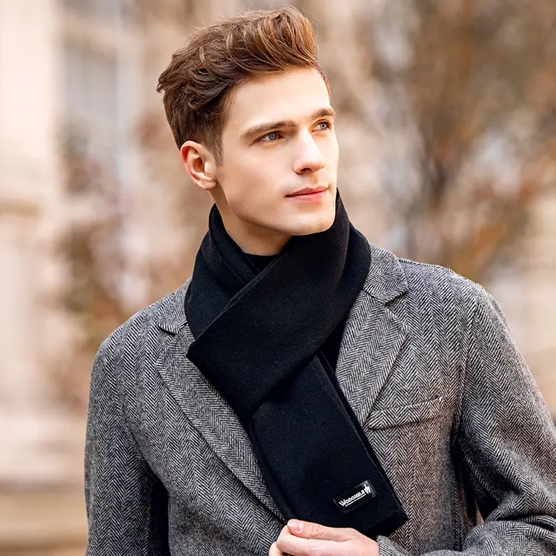 Men's Woolen scarf Long Warm Winter Soft Fashion Pure Color All-match  Skin-friendly Cashmere Male Scarf - Temu