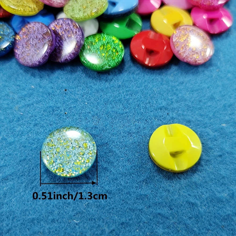 100pcs 13mm Resin Shiny Buttons Round Metallic 4 Holes Baby Sewing
