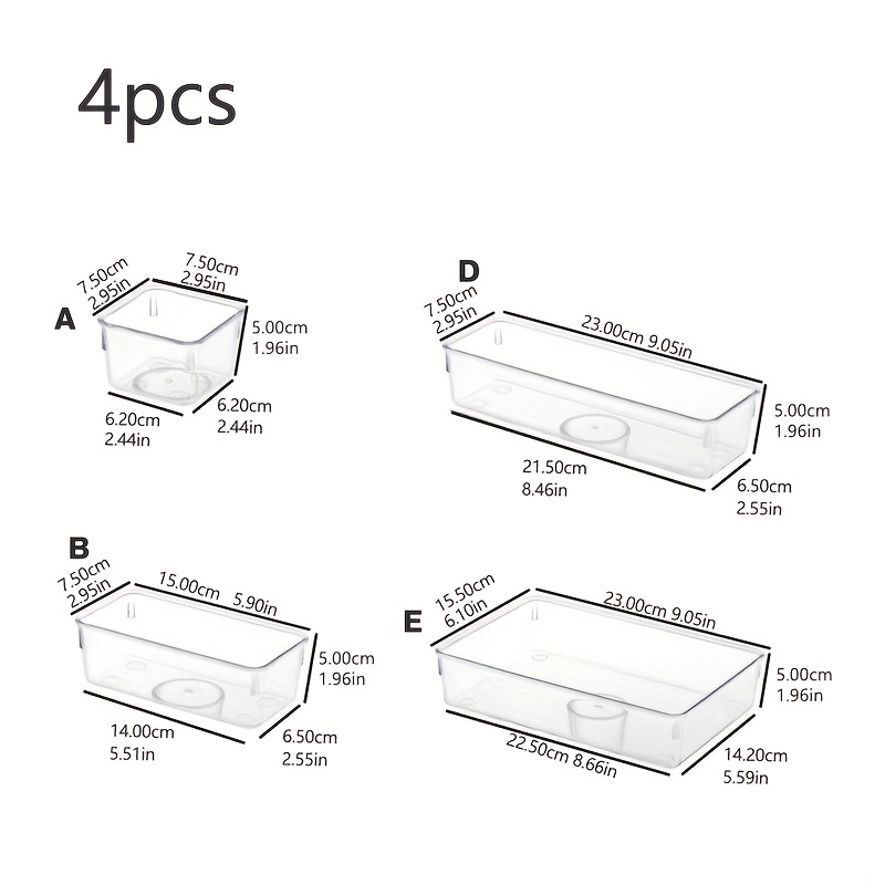 Set Di Organizer Per Cassetti Da Cucina Trasparenti Da 4 Pezzi, Scatola  Portaoggetti Con Griglia Per Cassetti, Scatola Divisoria In Acrilico