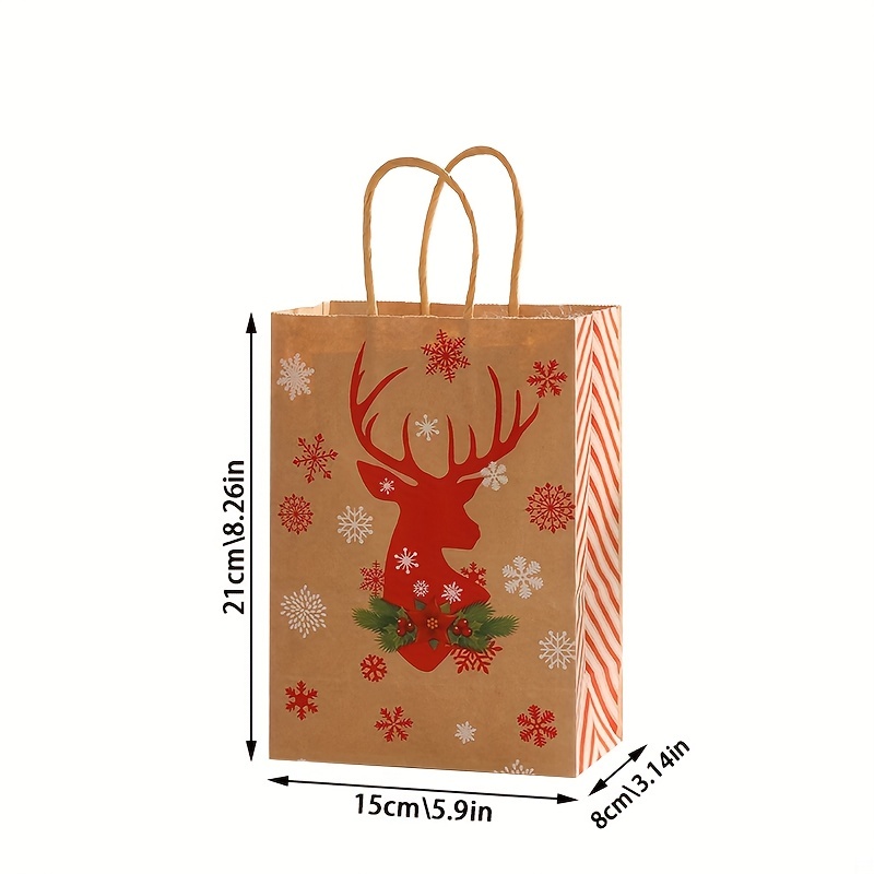 12pcs Small Christmas Gift Bags With Tissue Paper Christmas Gift Bags  Christmas Kraft Gift Bags For Holiday Paper Gift Bags，Party Favors