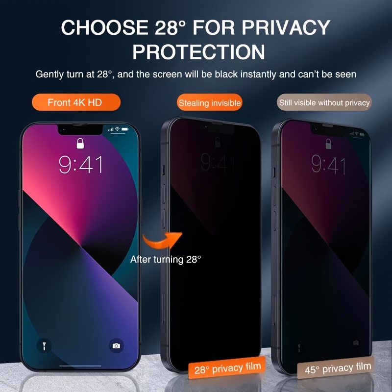 Privacy Glass+ Screen Protector for iPhone 15 Pro [1 or 2 Pcs]