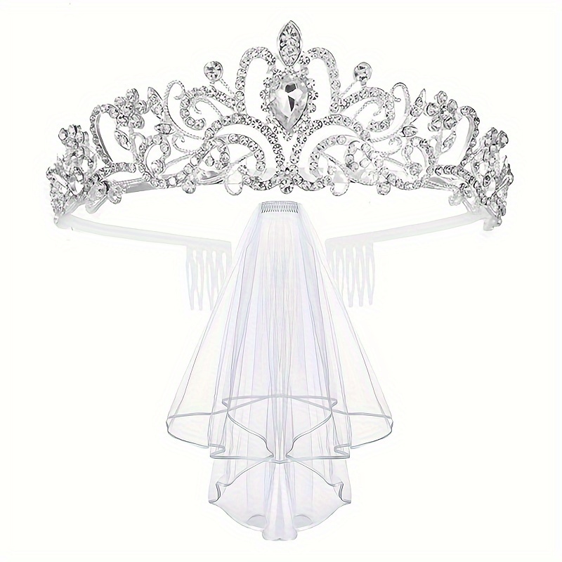 1/2/3ps Bridal Veil Set Wedding Crown Headdress Women's Shoulder Strap Belt Dress Up Crown Princess Party Bridesmaid Jewelry Alloy Rhinestone Hair Additions Hairpin Comb Veil
