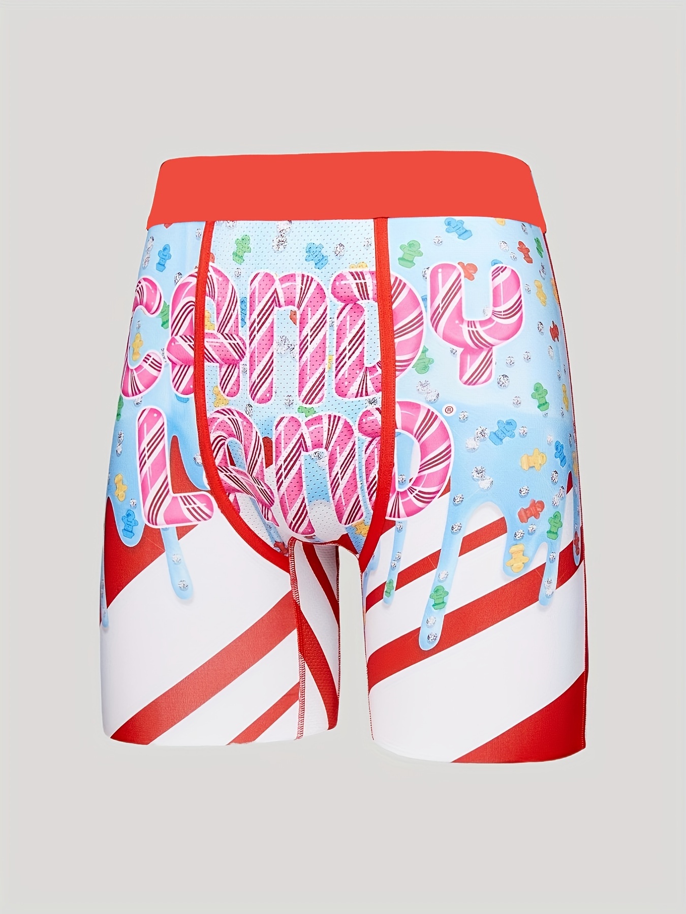 ‘CANDYLAND' Print Men's Long Boxers Briefs, Breathable Comfy Quick Drying  Stretchy Sports Trunks, Swim Trunks For Beach Pool, Men's Underwear