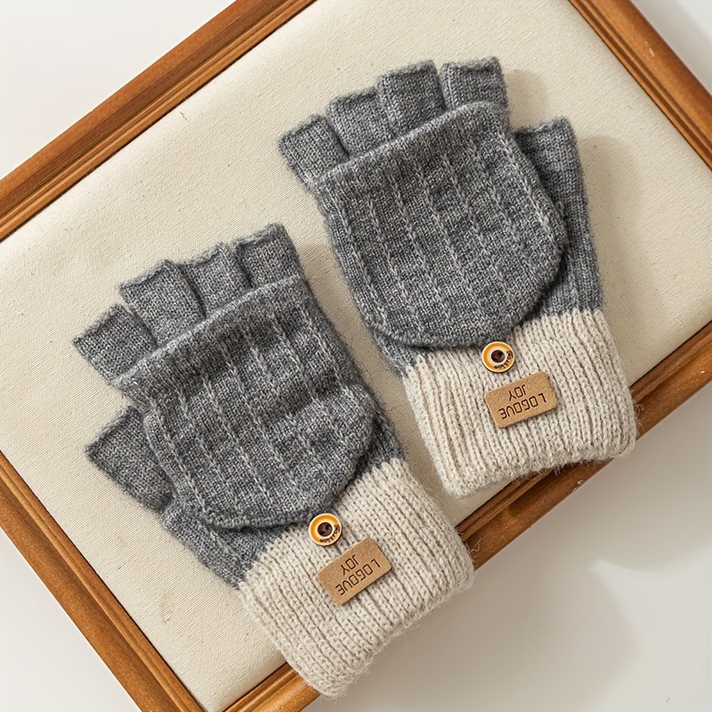 Meromibe Winter Warm Knitted Half Finger Gloves For Women