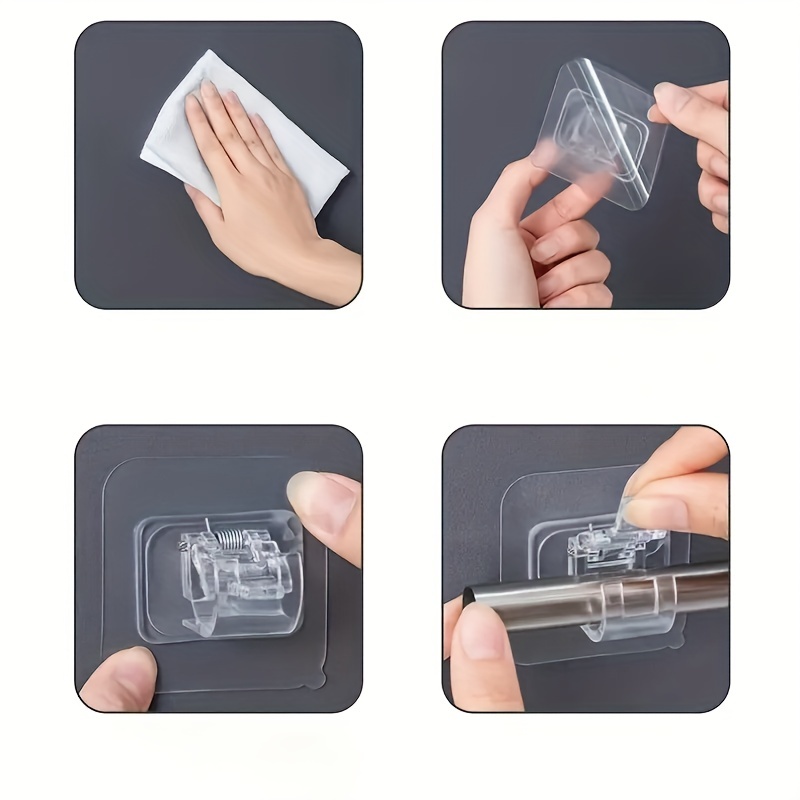 2pcs Adhesive Curtain Rod Bracket Holder Nail Wall Mounted