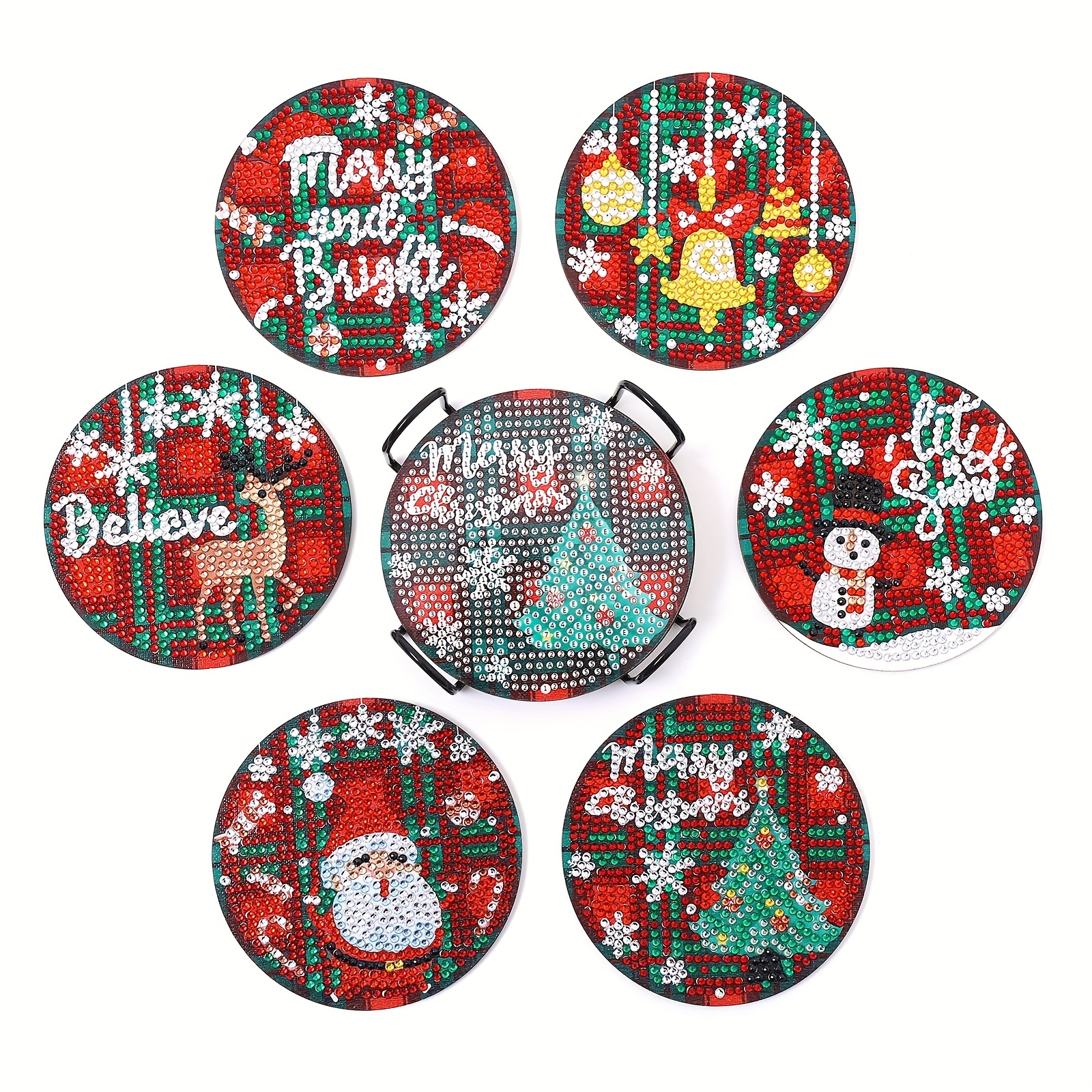 Rhuyoshn 6 Pcs Christmas Diamond Painting Coasters Kit