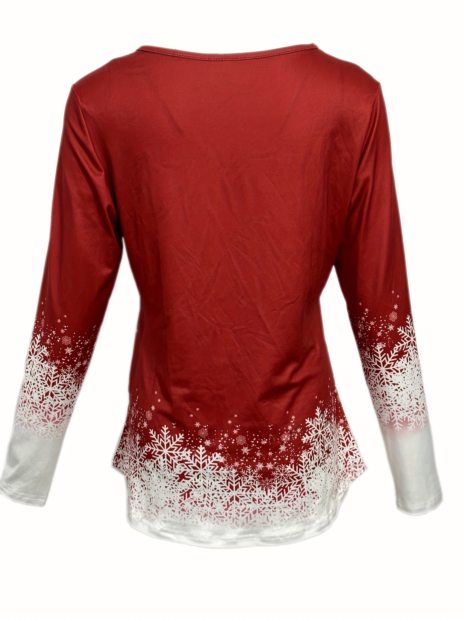 Christmas Graphic Print V Neck T shirt Casual Long Sleeve - Temu