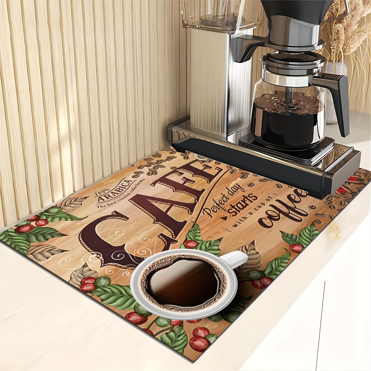Coffee Maker Mat for Countertops: Coffee Mat Absorbent Coffee Bar Mat for  Kitchen Hide Stain Rubber Backed, 20 X 24 Coffee Bar Accessories Fit Under  Coffee Machine Coffee Pot Appliance Mats (Grey)