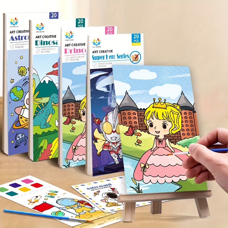 20pcs Children's Watercolor Coloring Book,Drawing And Coloring