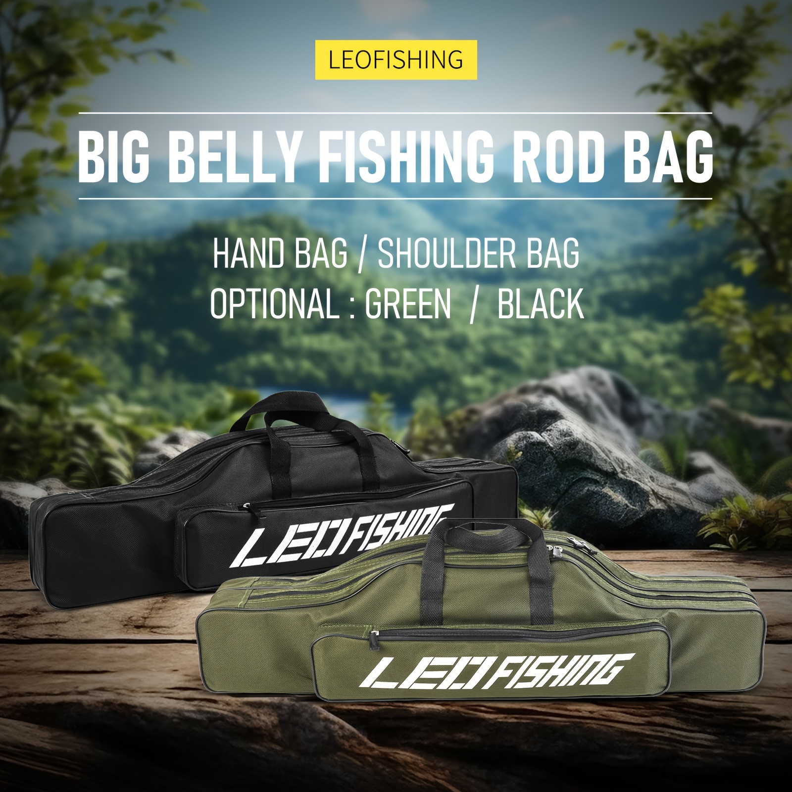 LEO FISHING Foldable Fishing Pole Bag, Portable Storage Bag for Tackle and  Rods, Perfect for Fishing Trips and Adventures 