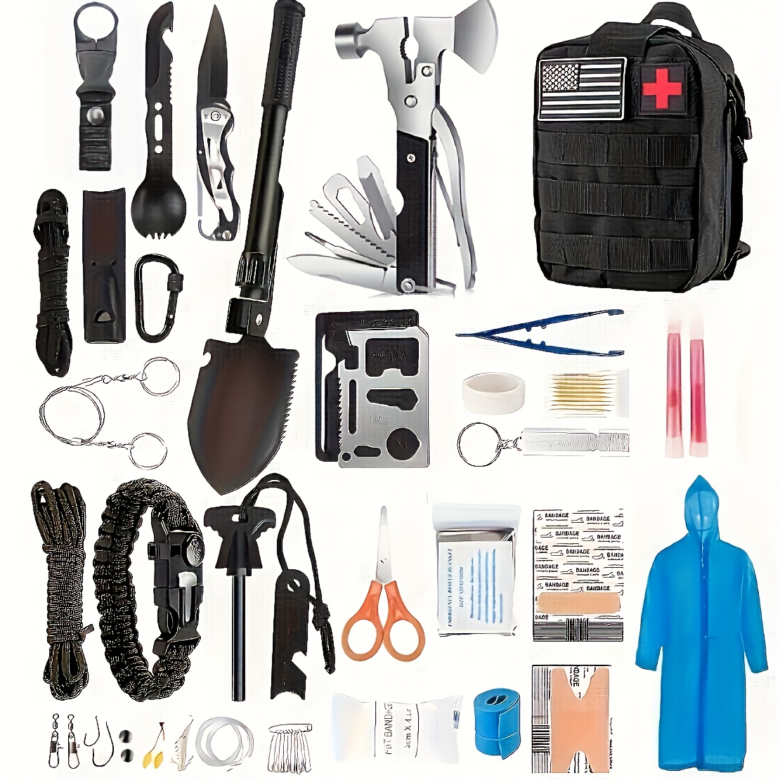 Survival Kit and First Aid Kit, 142Pcs Professional Survival Gear and  Equipment with Molle Pouch, for Men Dad Husband Who Likes Camping Outdoor