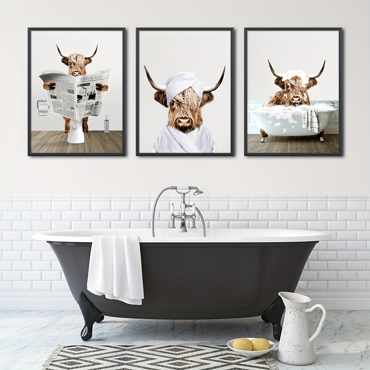 Funny Highland Cow Wall Art Canvas Highland Cow Picture - Temu