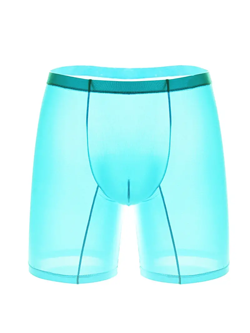 US Men Smooth Breathable Ice Silky Boxer Briefs Underwear Long