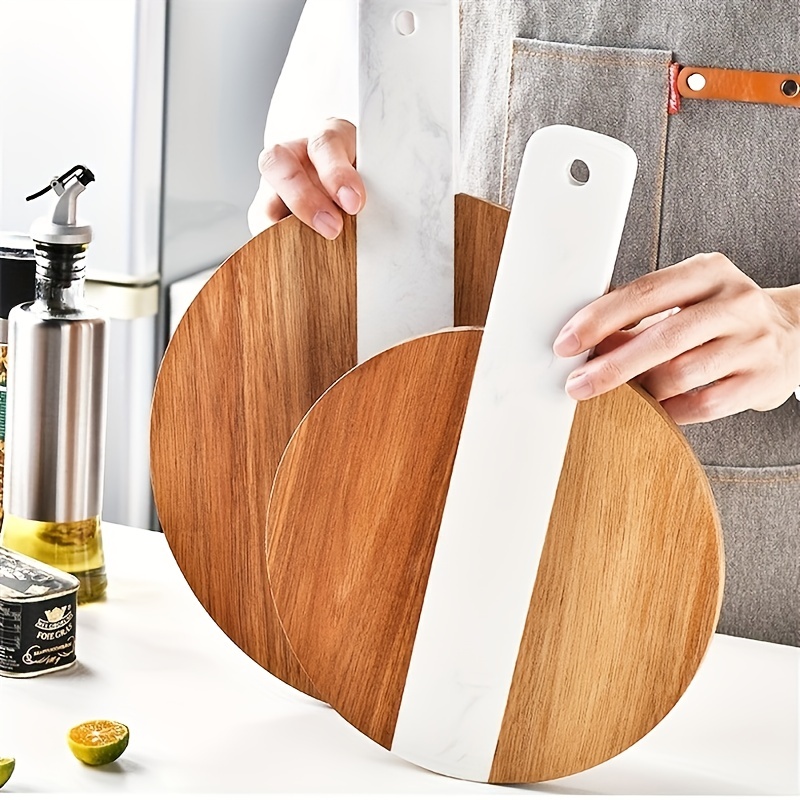 Acacia Wood Cutting Board with Handle Wooden Chopping Board Round Paddle  Cutting Board for Meat Bread Serving Board Charcuterie Boards Chopping  Blocks