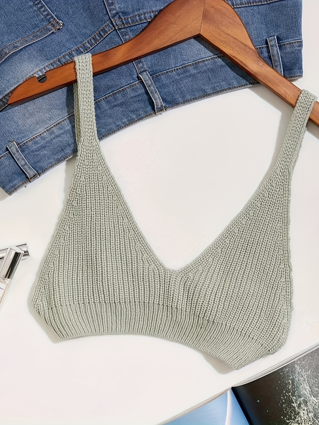 Knitting Pattern Eyelet Bralette Knit Crop Top Knit Top Simple Bralette 