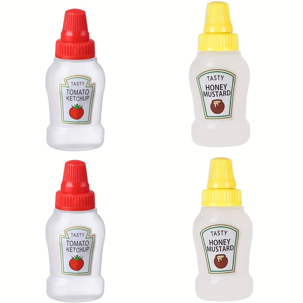 4pcs Mini Sauce Bottles Tiny Squeeze Bottles Household Squeeze