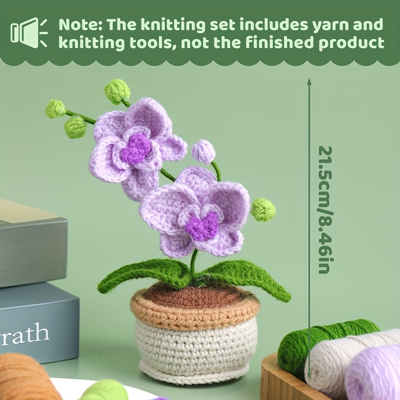 Beginners Crochet Kit Easy Yarn Knitted Rose Potted Plants - Temu