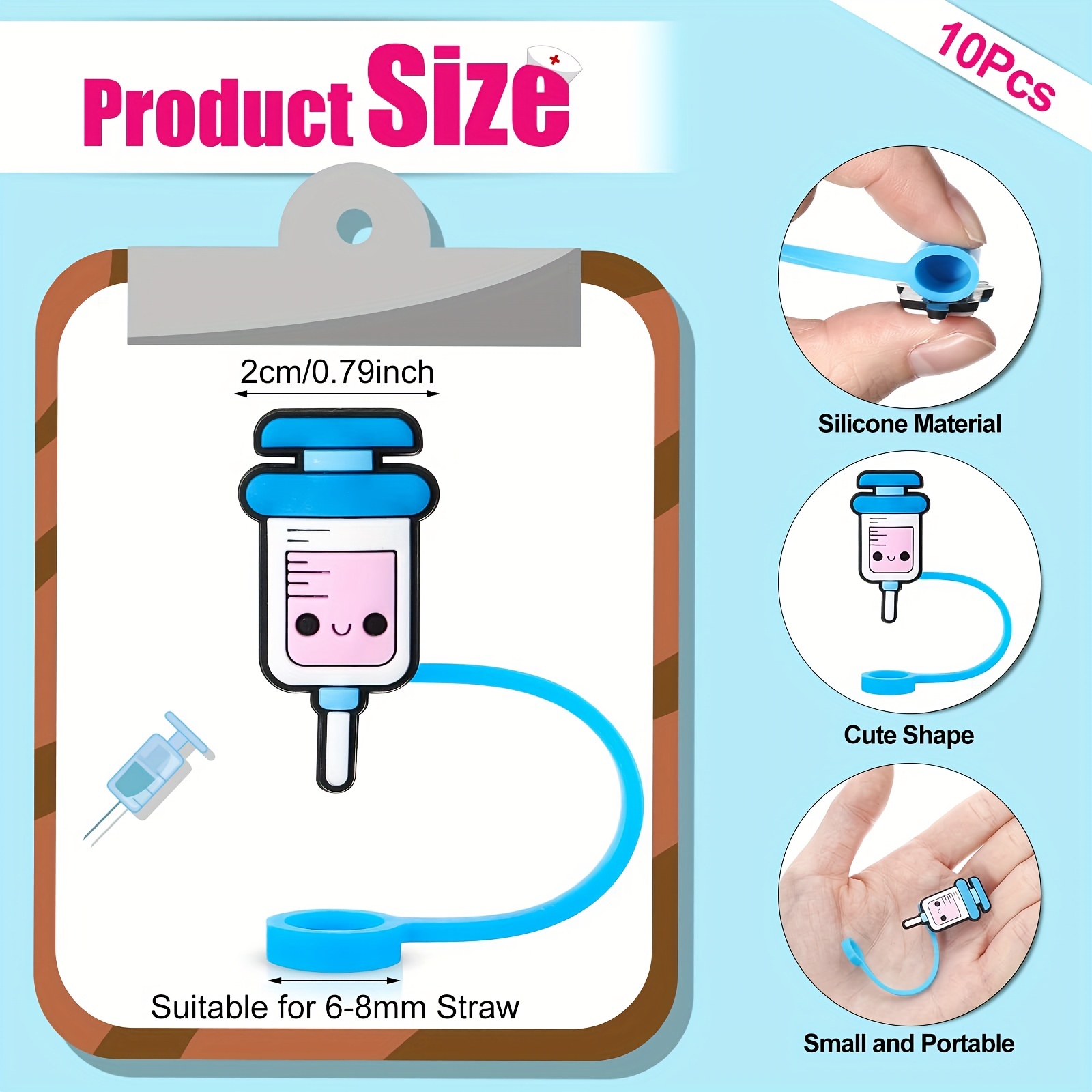 Reusable Silicone Straw Toppers Cute Cartoon Nursing Series - Temu