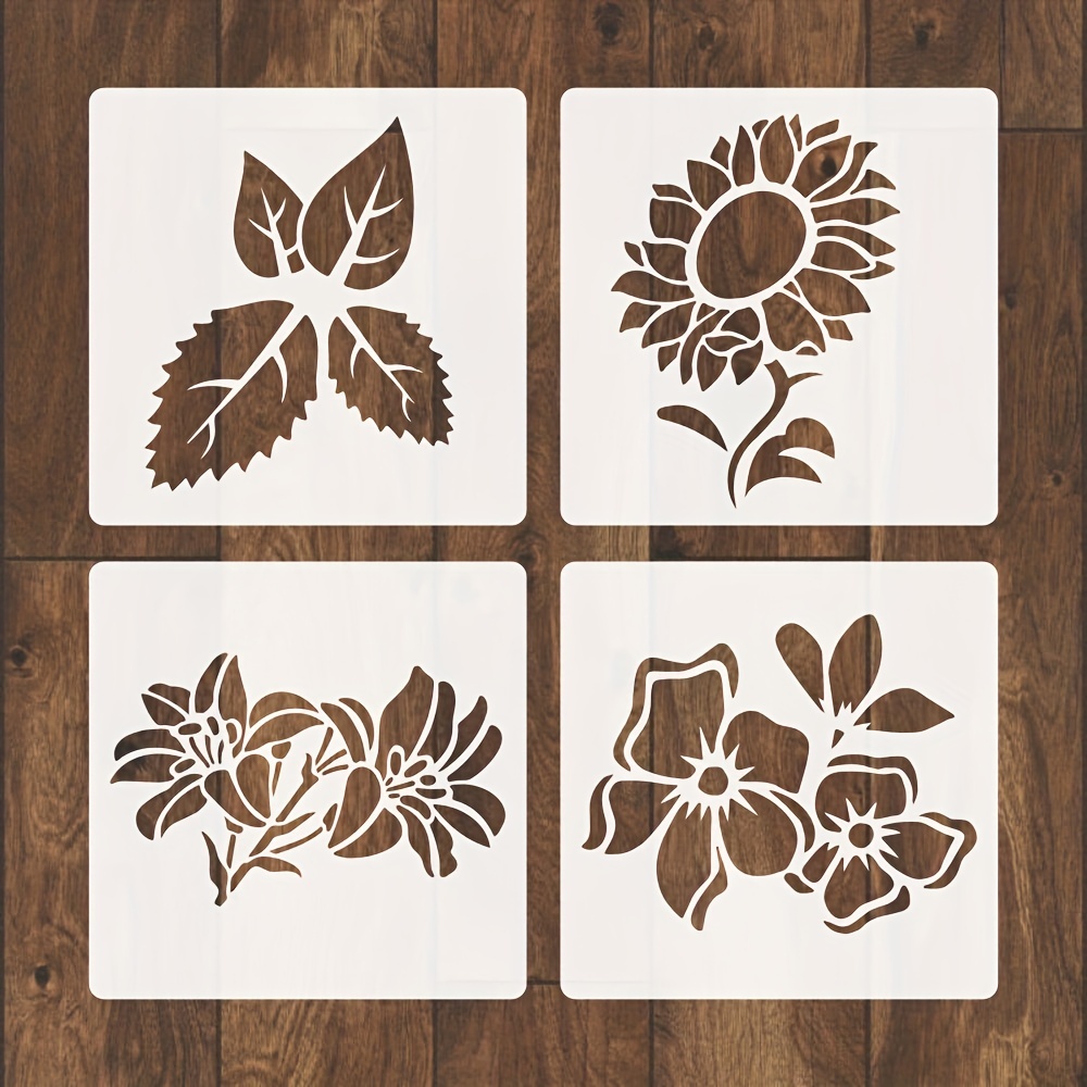 Wild Flower Stencils for Painting 11.7x8.3 Inch Large Flower Stencil for  Walls Leaf Flower Blossom Stencils Reusable Drawing Stencils for Painting  on
