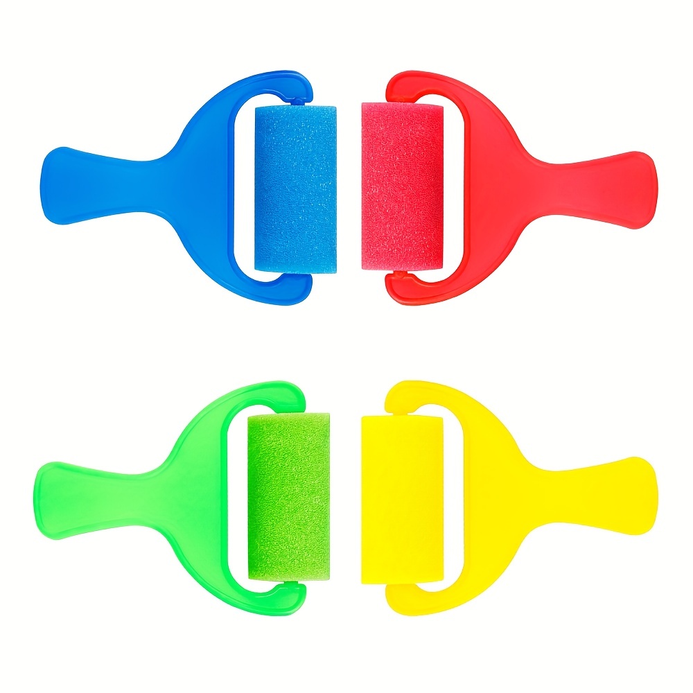 4 Pcs Kids Drawing Supplies Kids Paint Rollers Sponge Paint Brush