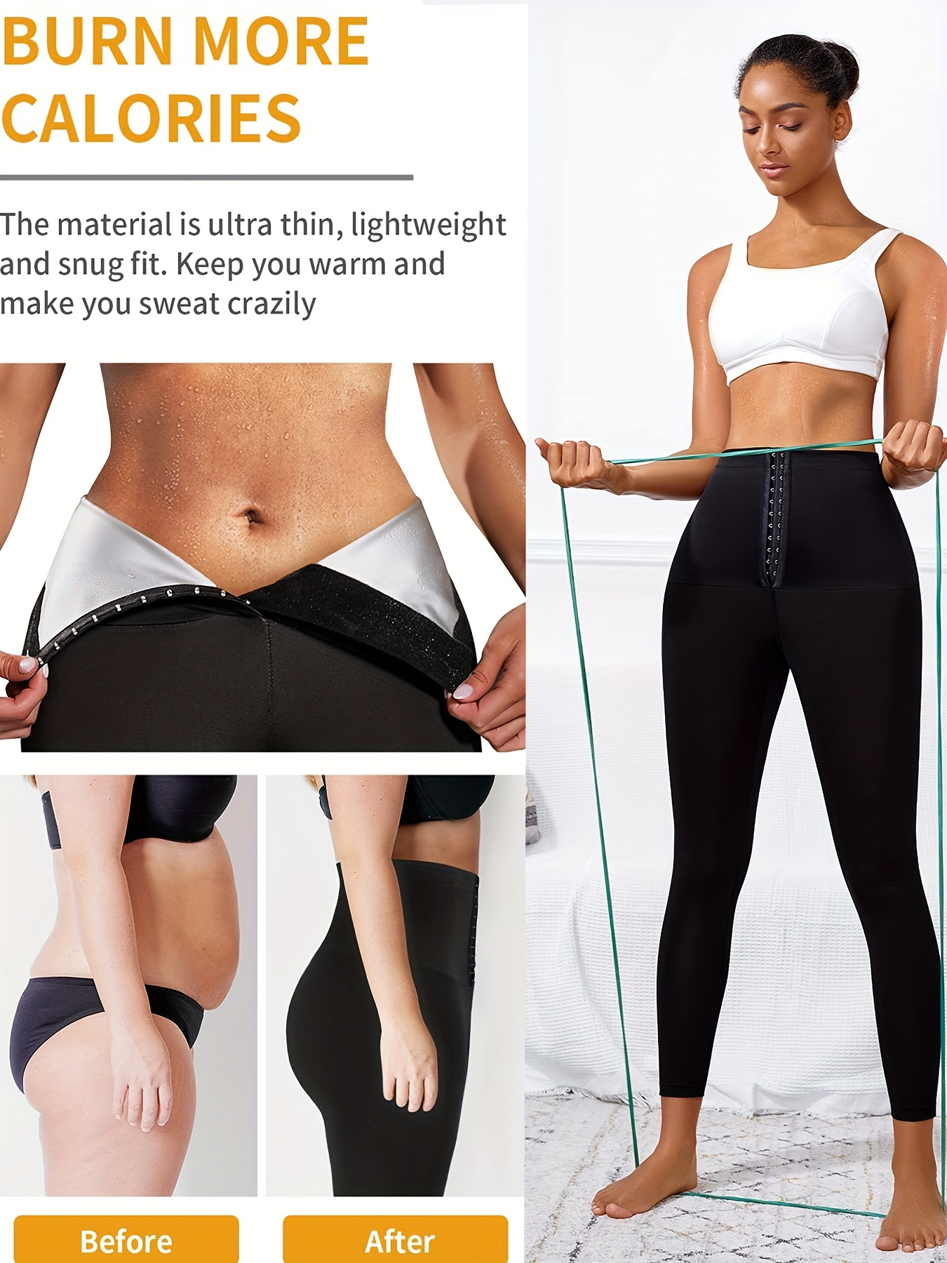 Women Tummy Control Leggings Waist Trainer Cincher Sweat Yoga