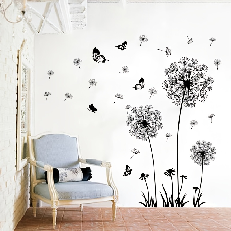 Stickers muraux de Fleurs volantes de pissenlit, grands Stickers muraux à  fleurs