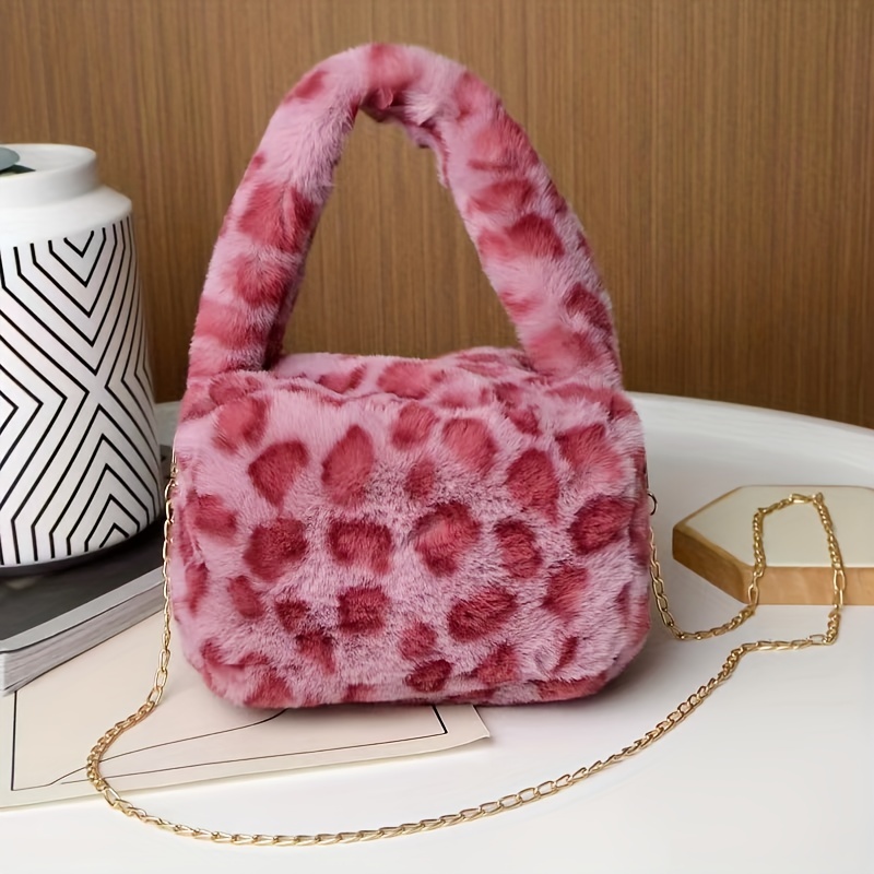 Leopard Print Bag Satchel with Chain Strap