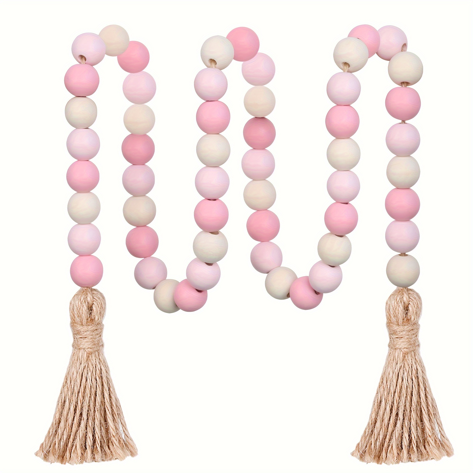 

1pc, 39in Pink Valentine's Day With Tassels Boho Beads For Tiered Tray Decorative Beads Home Decor, Central Decoration Of Event Party Dining Table