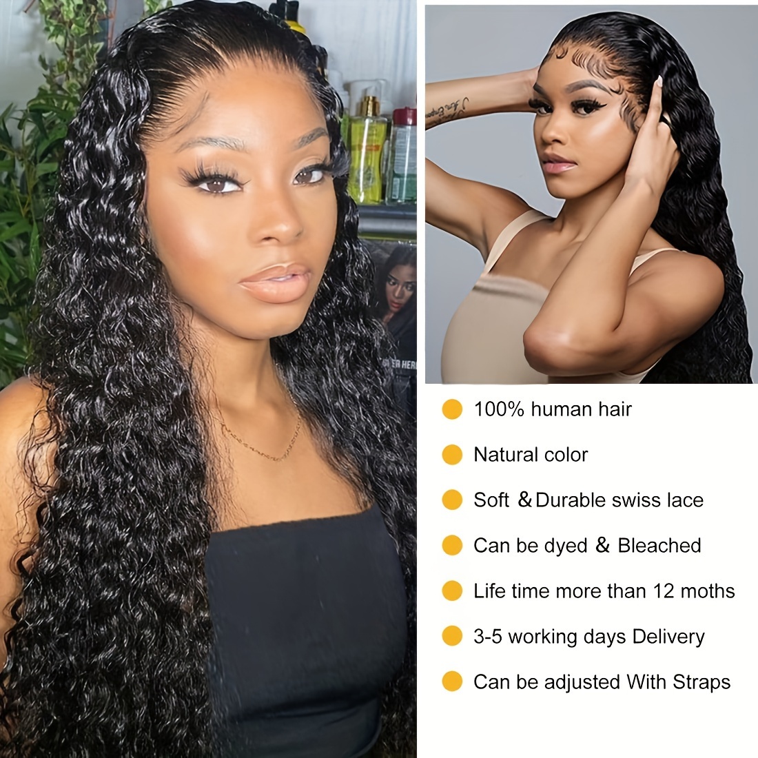 Human Hair Wigs for Black Women 13x4 Deep Wave Lace Front Wigs Human Hair  Brazilian Curly Lace Front Wig 180% Density Glueless Human Hair Wigs Pre  Plucked with Baby Hair 20 Inch 