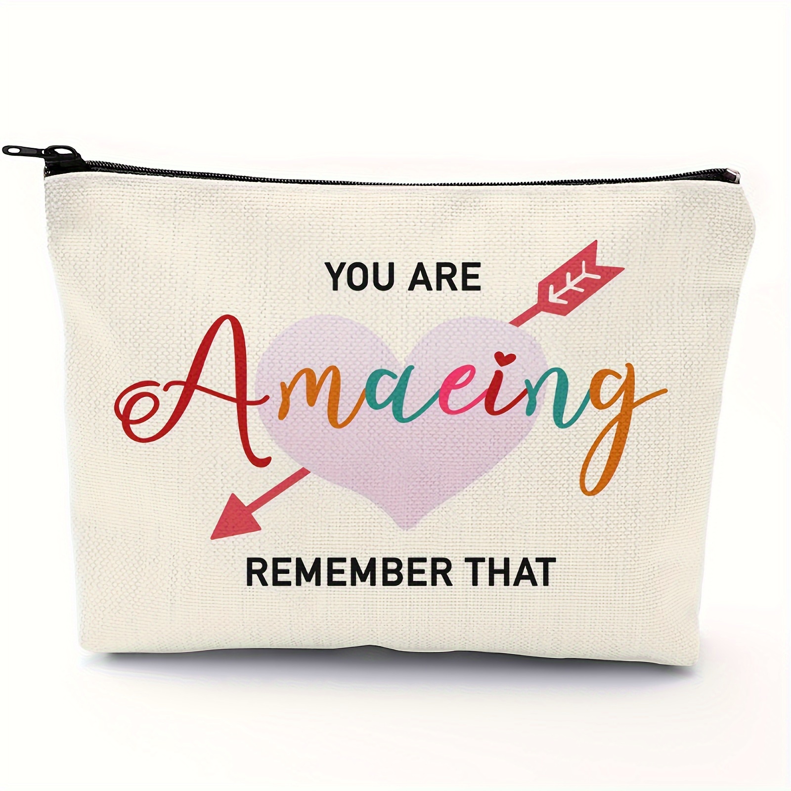 Makeup Bag Large Capacity Zipper Cosmetic Pouch Motivational - Temu