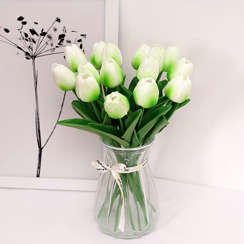 30 tulipanes reales al tacto, flores de poliuretano, tulipanes artificiales  para arreglos de boda, fiesta, Pascua, primavera, hogar, comedor