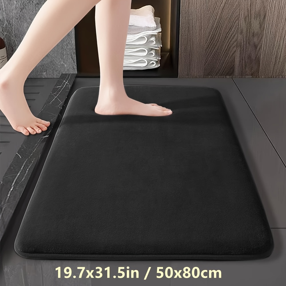 Image of Non-slip Bathroom Mat, Absorbent Bath Mat, Solid Soft Rug, Bedroom Floor Mat, Kitchen Floor Mat, Door Mat, Home Decor