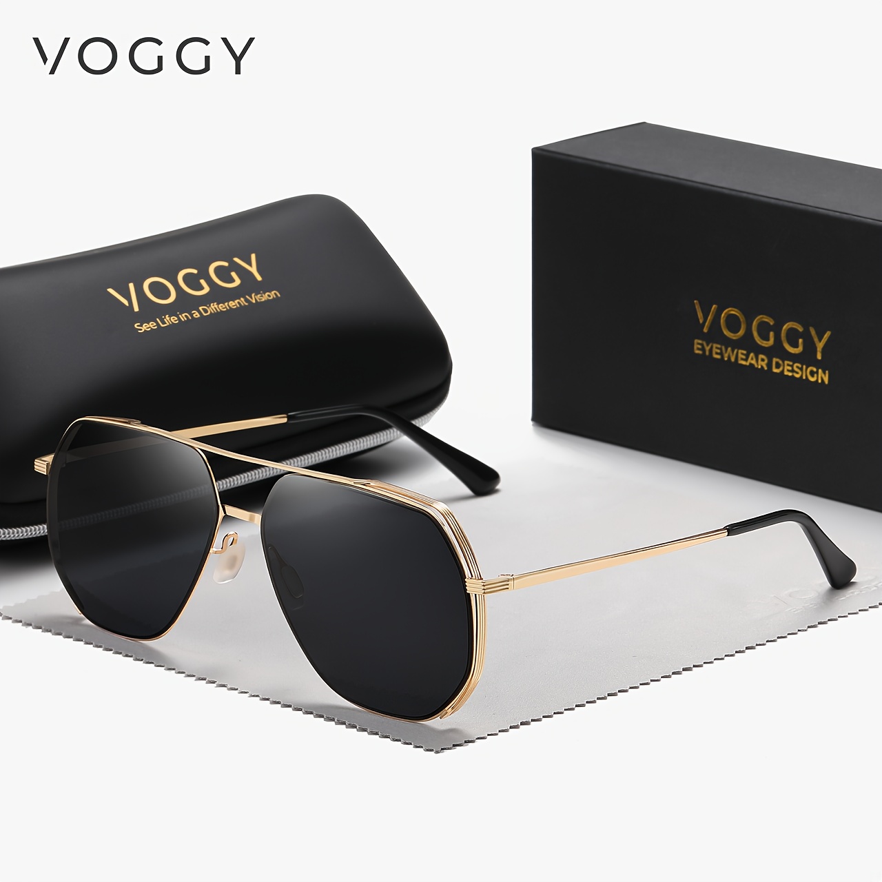 Voggy Unique Nylon Lenses Metal Frame Retro Polarized Uv Protection  Sunglasses Flat Top For Men Women Outdoor Sports Party Vacation Travel  Driving Fishing Cycling Decors Photo Props