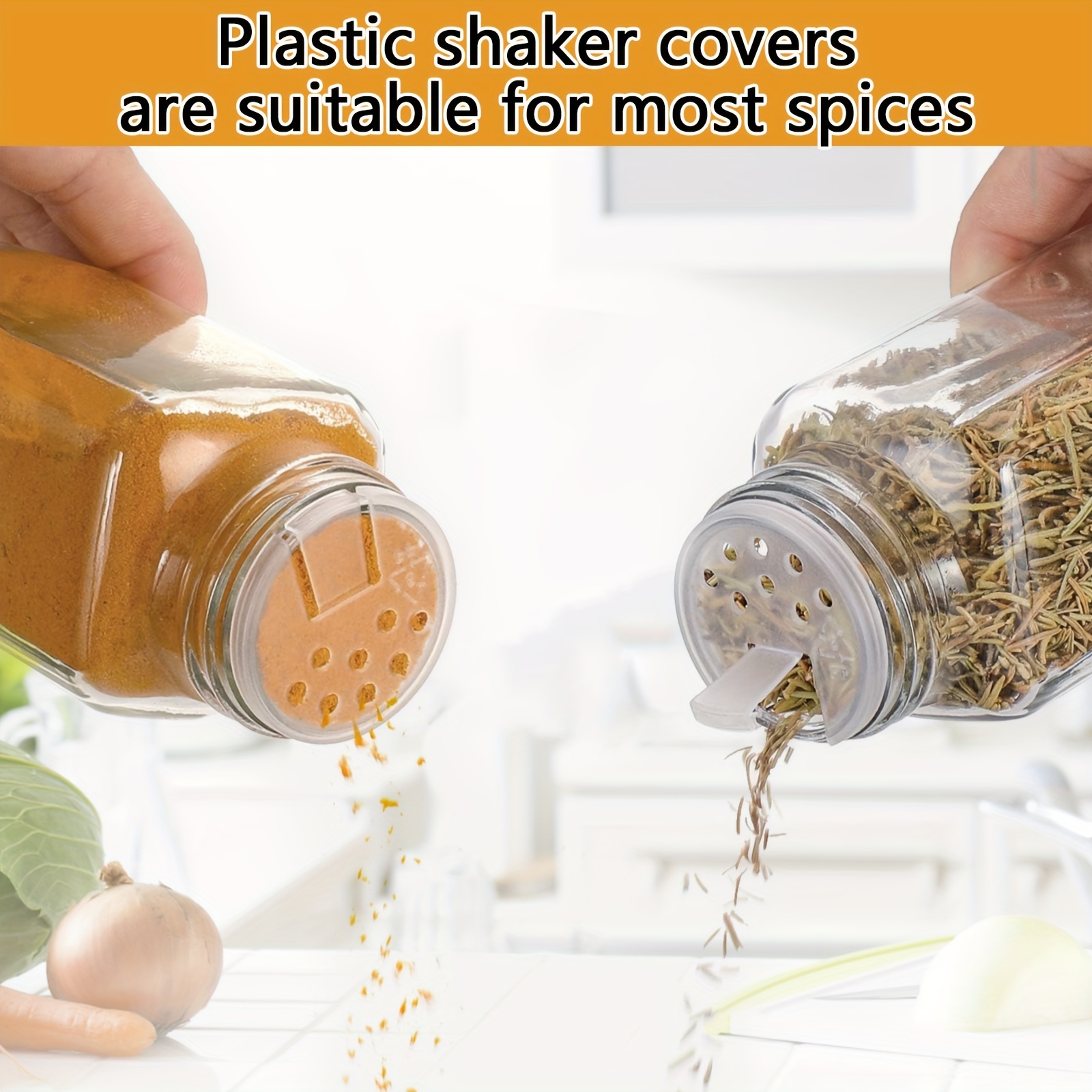 24Pcs Glass Spice Jars with Labels - Square Spice Bottles