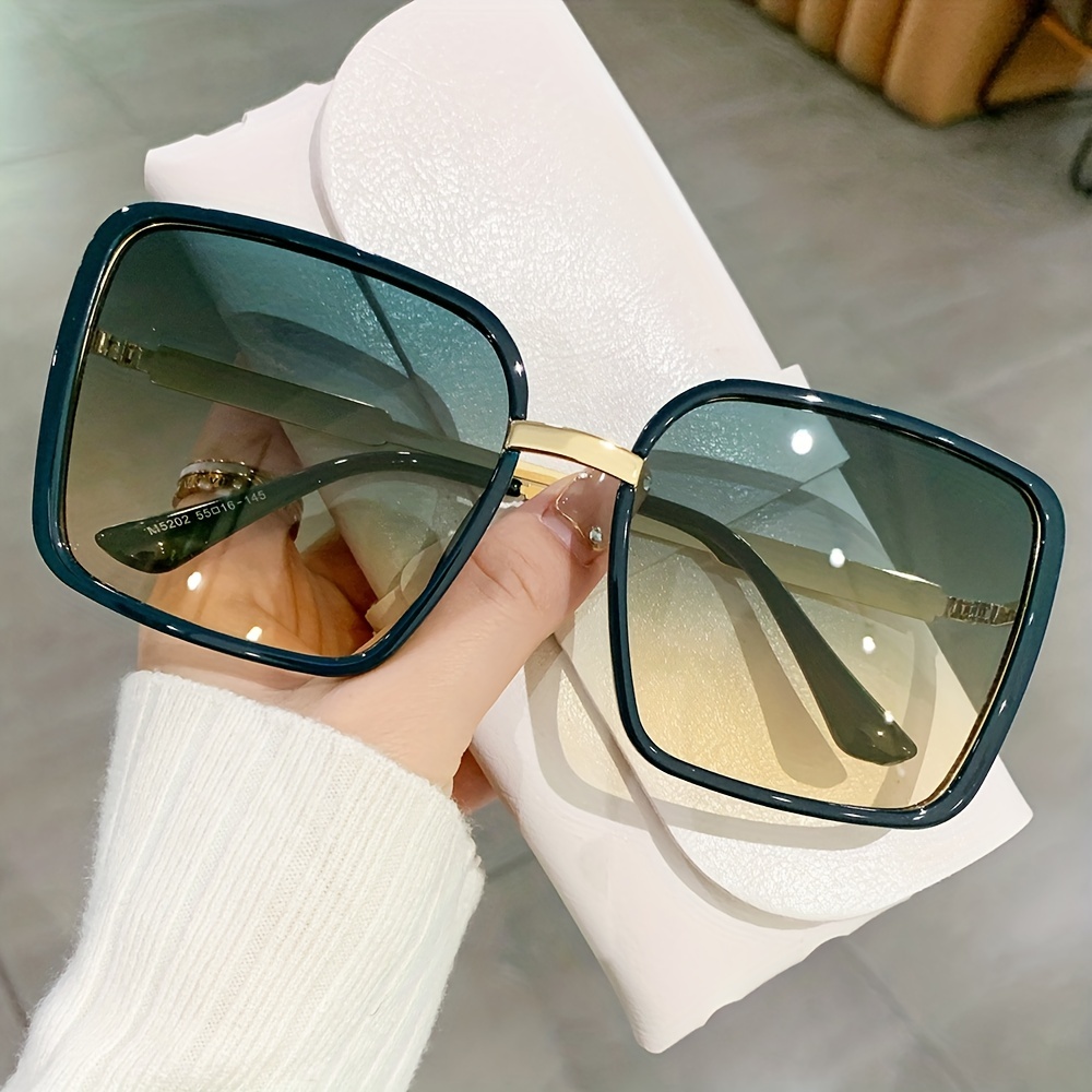 Oversized Square Frame Sunglasses For Women Men Y2k Gradient Lens Glasses  Vintage Casual Style Eyewear With Glasses Case - Temu Germany