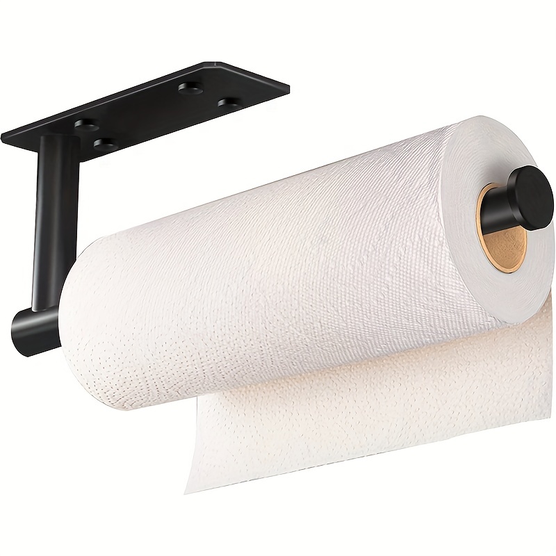 Soporte adhesivo para toallas de papel debajo del gabinete y montaje en  pared, sin perforaciones, adecuado para cocina y baño, color negro