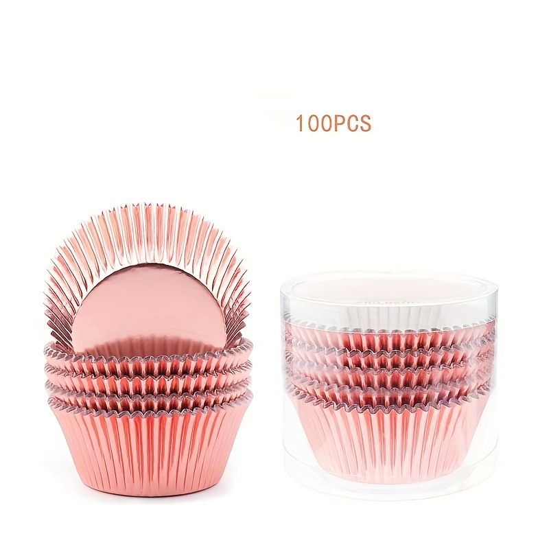 100Pcs Aluminum Foil Cupcake Liners,5 Colors Muffin Metallic