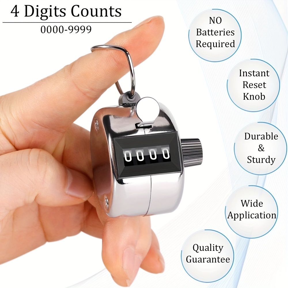 Four Digits Metal Hand Tally Counter, Clicker, Table Top, Hands Free