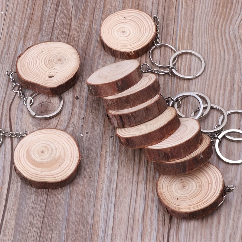 Wooden Blank Keychain For Men Circular Wood Chip Keychain - Temu