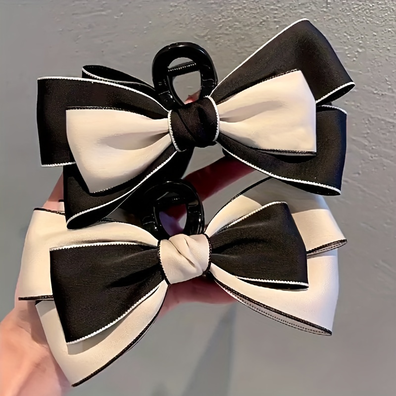 1pc/2pcs Fashionable And Elegant Double-Sided Large Bow Hair Additions Hairpin, Princess Temperament Shark Clip, Large High-End Versatile Women'S Hair Additions Headwear