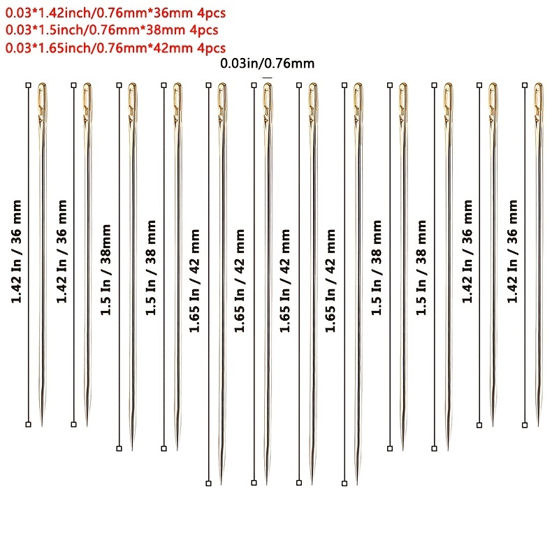 12Pcs/set Self Threading Needles Hand Stitching Sewing Blind Needle  Assorted For DIY Embroidery Sewing Mending Gold Silver