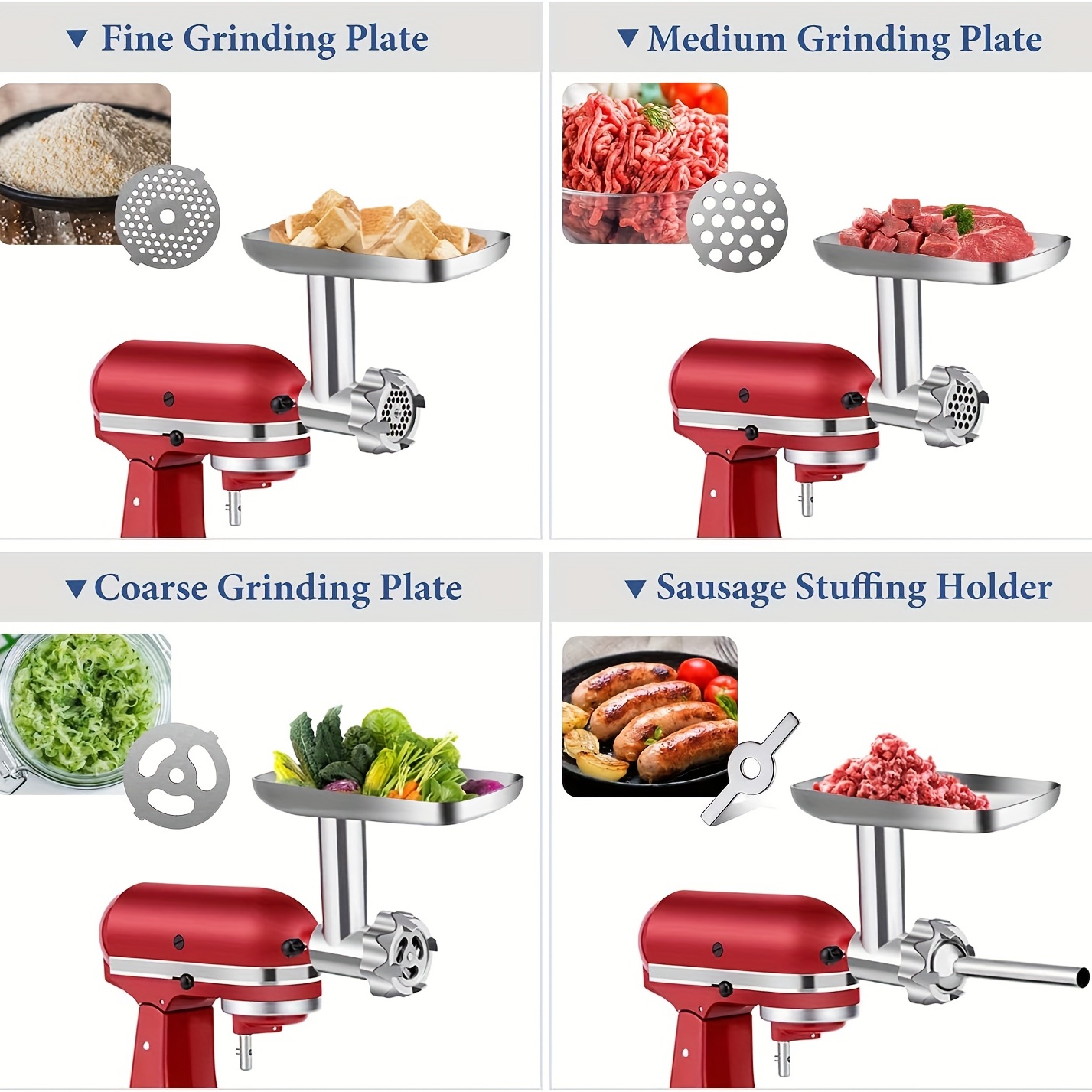 For Kitchen Aid Metal Food Grinder Attachments, Metal Food Grinder  Attachments For Kitchenaid Stand Mixers, Meat Grinder, Sausage Stuffer,  Perfect Attachment For Kitchenaid Mixers, Silvery(machine/mixer Not  Included) - Temu