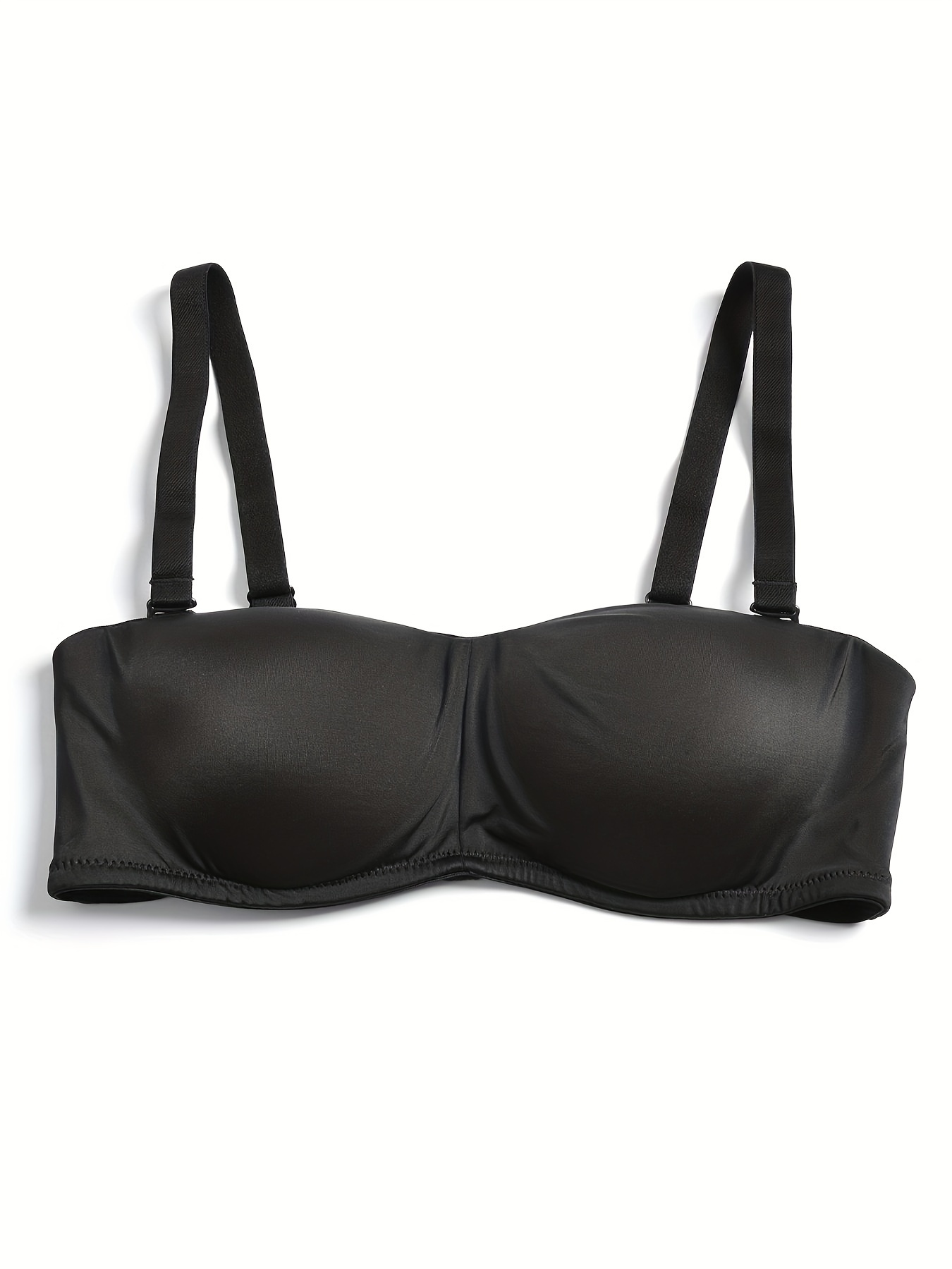 Plus Size Strapless Bra with pads for Women Padded Tube Bandeau Tube Bra  with Foam Big Size [Black a