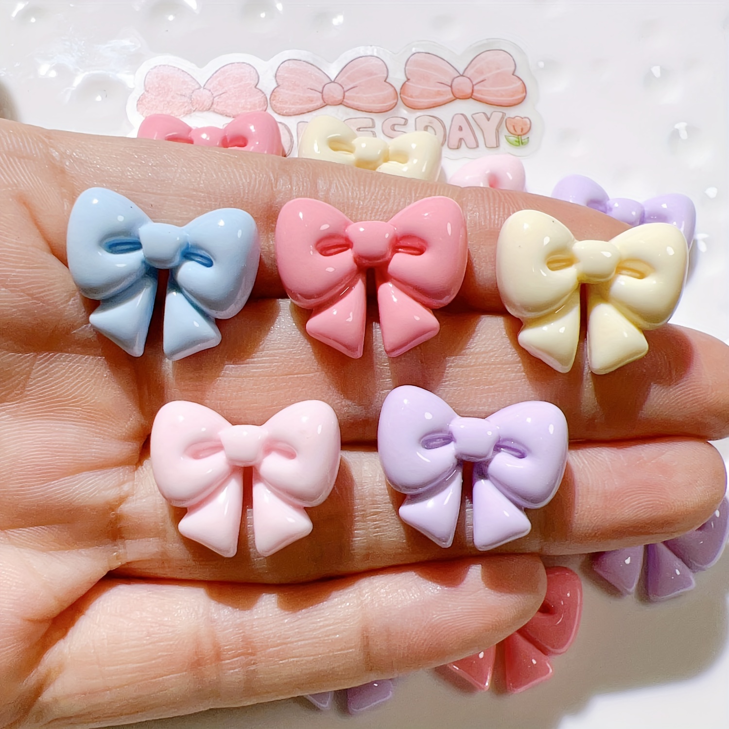 Beautiful Colorful Small Beaded Bow Resin Hallow Bow - Temu